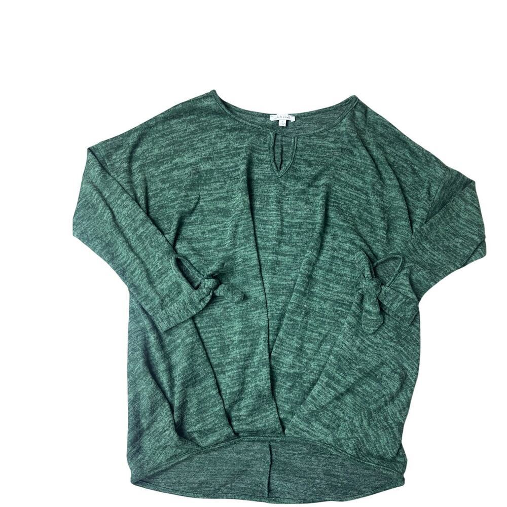 White Birch Green Dolman Sleeve Tie Cuff Top Women’s Size S Soft Knit Casual